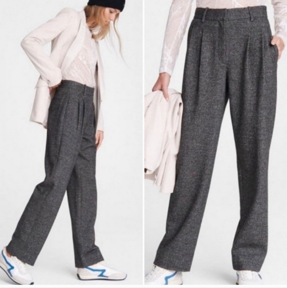 rag & bone Pants - Rag & Bone Takisada-Osaka Clover 100% Wool Japanese Pleated Straight Trousers 12